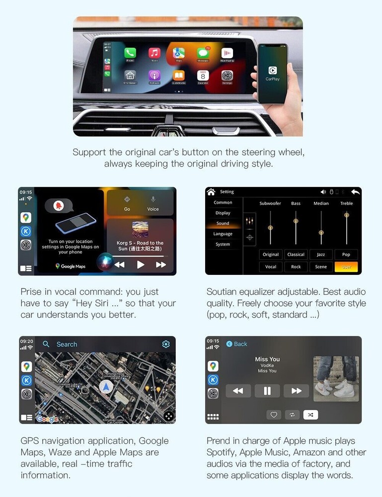 Wireless Android/Auto CarPlay For BMW 3 series E90 E91 E92 2008-2013 CIC module