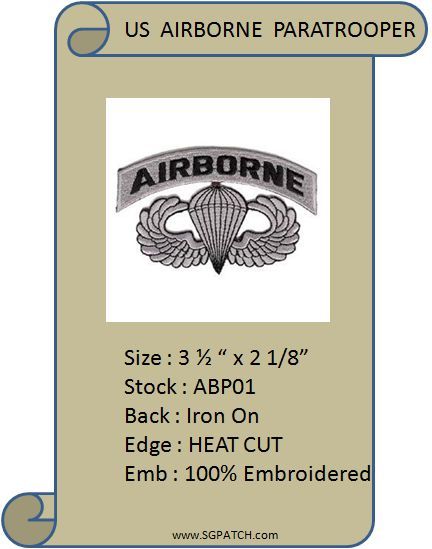 Airborne Wings Patch ABP01 with Lettering