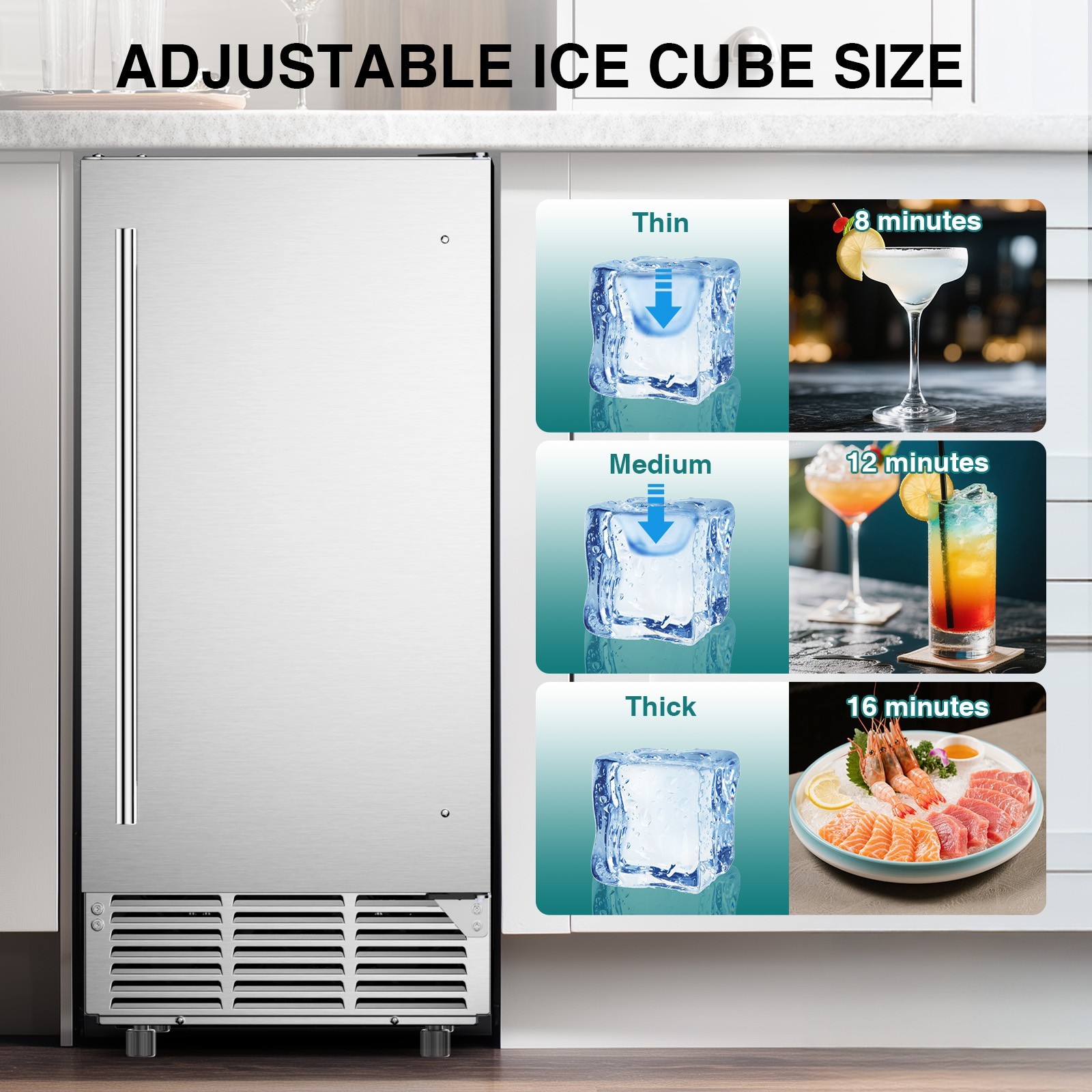 Commercial Under Counter Ice Maker Machine, 85 Lbs/Day Auto-Cleaning Ice Machine