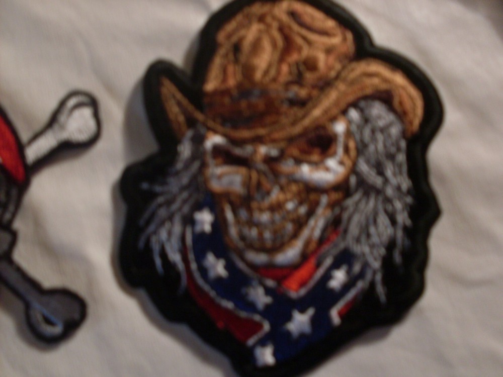 motorcycle collector patch set skull 1 large 6 smaller patches embroidered Patch