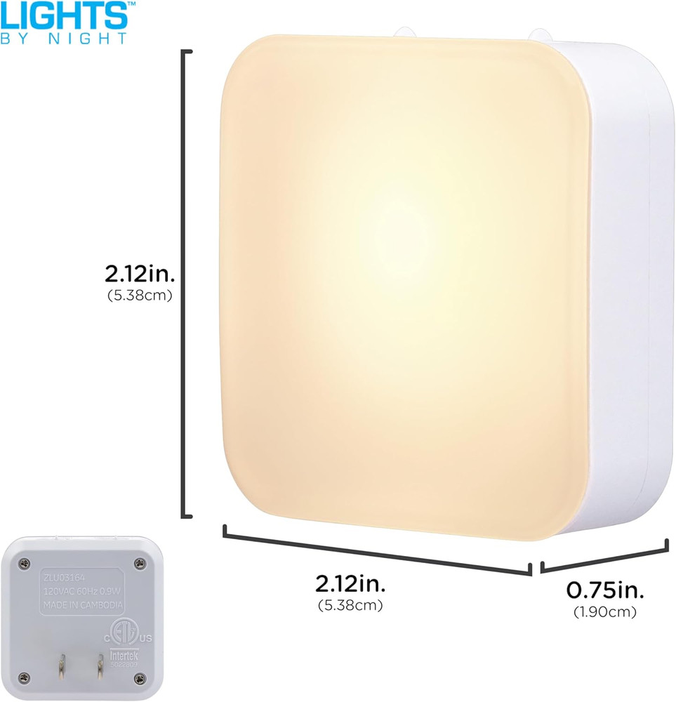 Dimmable LED Night Light, Plug-In, Dusk to Dawn Sensor, Adjustable, Compact, 4 S