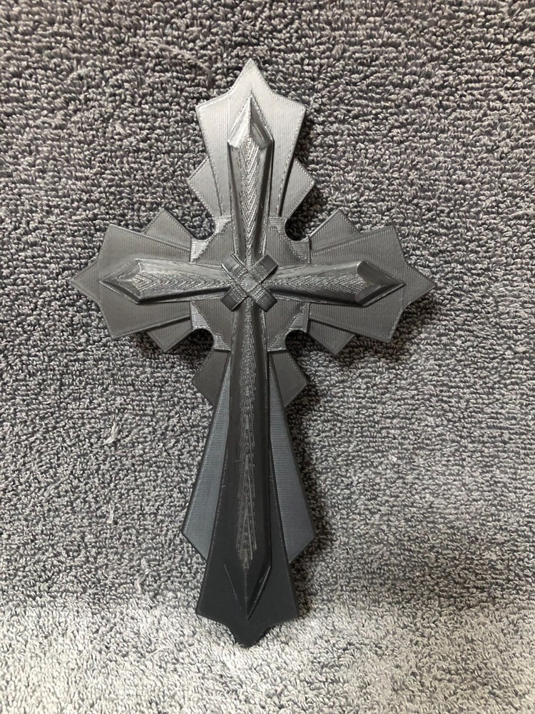 3d Printed Religious Cross Black (with mounting hardware)