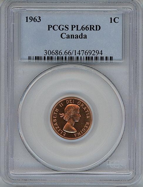 1963 Canada small cent PCGS PL66RD