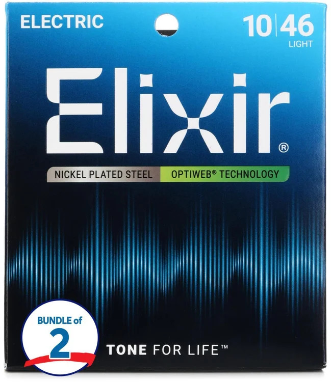 Elixir Strings 19052 Optiweb Electric Guitar Strings - .010-.046 Light (2-pack)