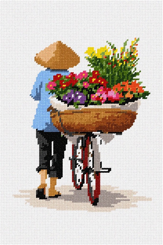 Selling Flowers Needlepoint Kit or Canvas