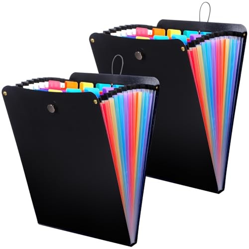 2 Pcs Expanding File Folder, 13 Pockets Vertical File Folder Accordion File