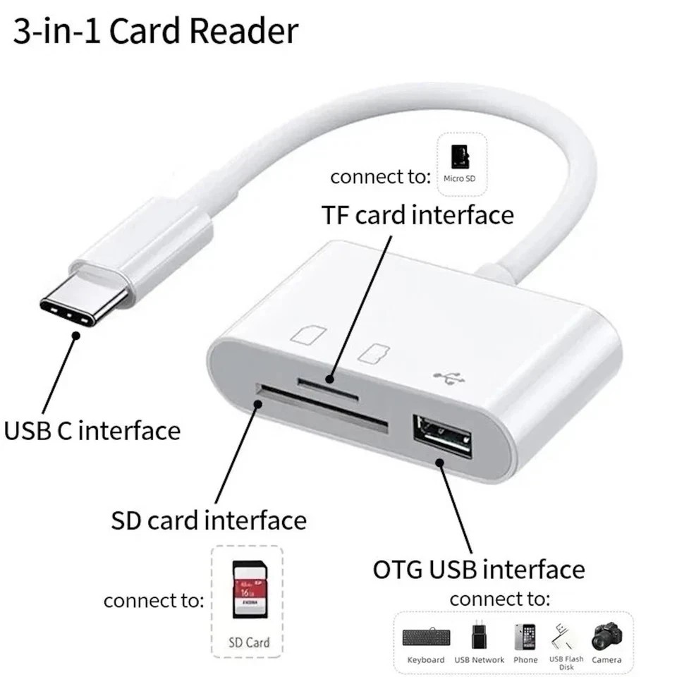 USB C SD Card Reader, Micro SD to Type C OTG Adapter for SDHC SDXC TF