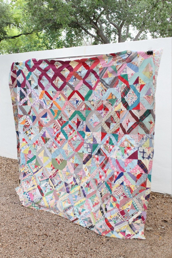 Antique Crazy Abstract Heirloom Patchwork Quilt