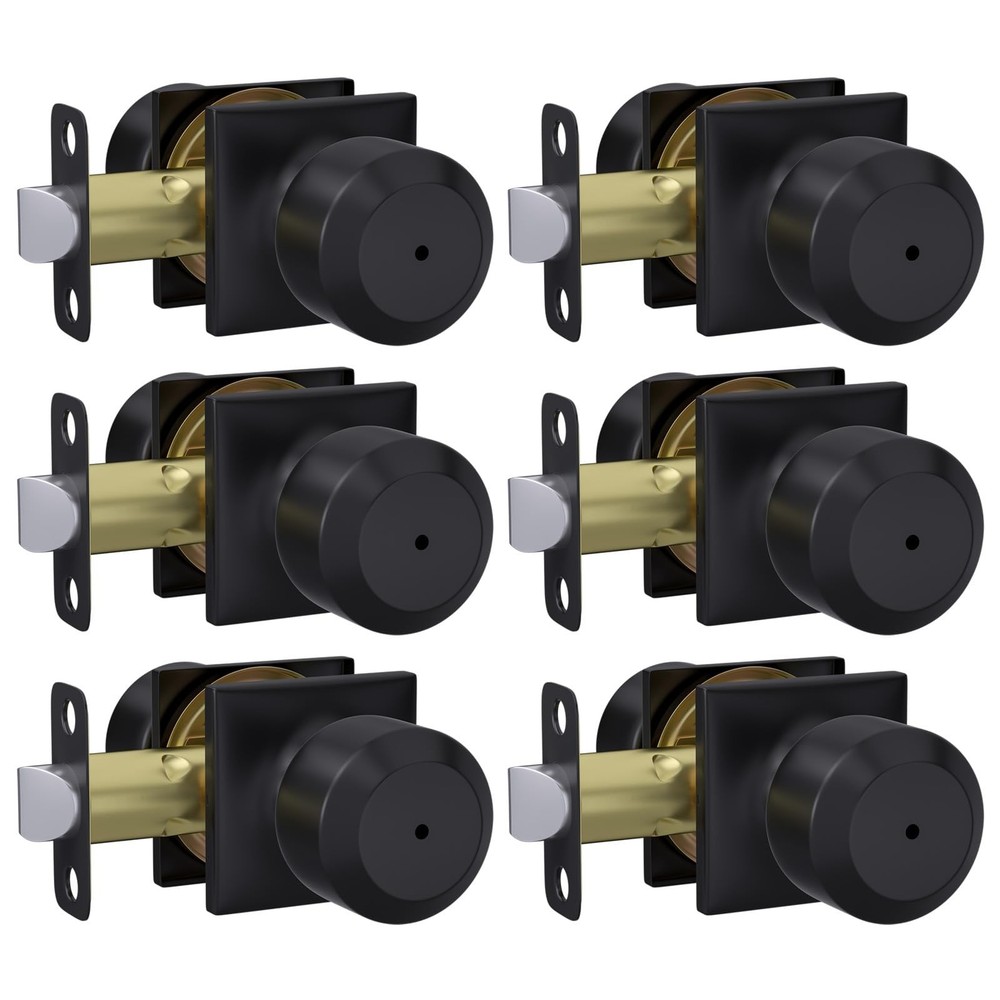 Haidms 6 Pack Black Door Knobs Interior, Privacy -6 Pack, Matte