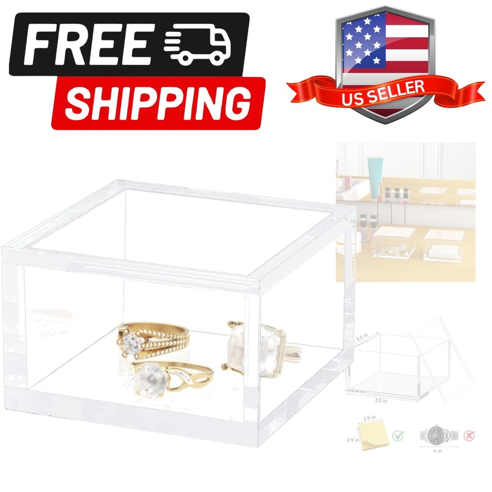 Small Acrylic Box with Lid, Clear Cube Display Case, Multi-Purpose Box Square...