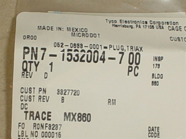 Tyco Electronics Triax Plug Part # 7-1532004-7 / 052-0633-0001