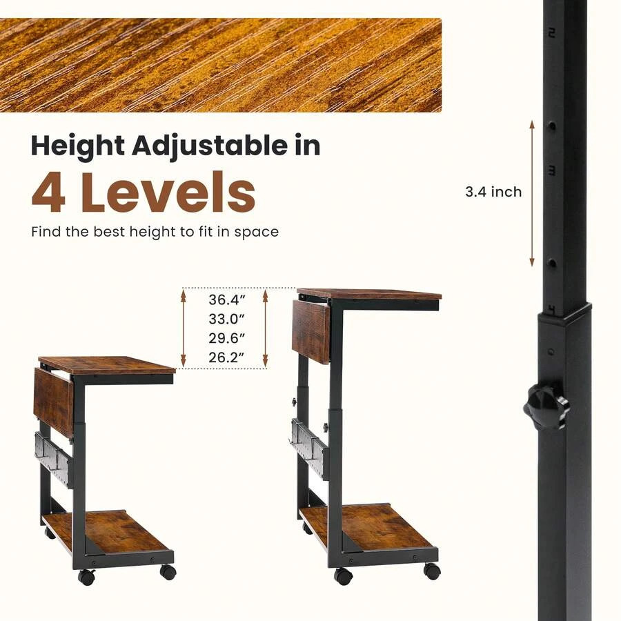 2-Tier Tower Stand, Height Adjustable PC Stand, Computer Cart Withp