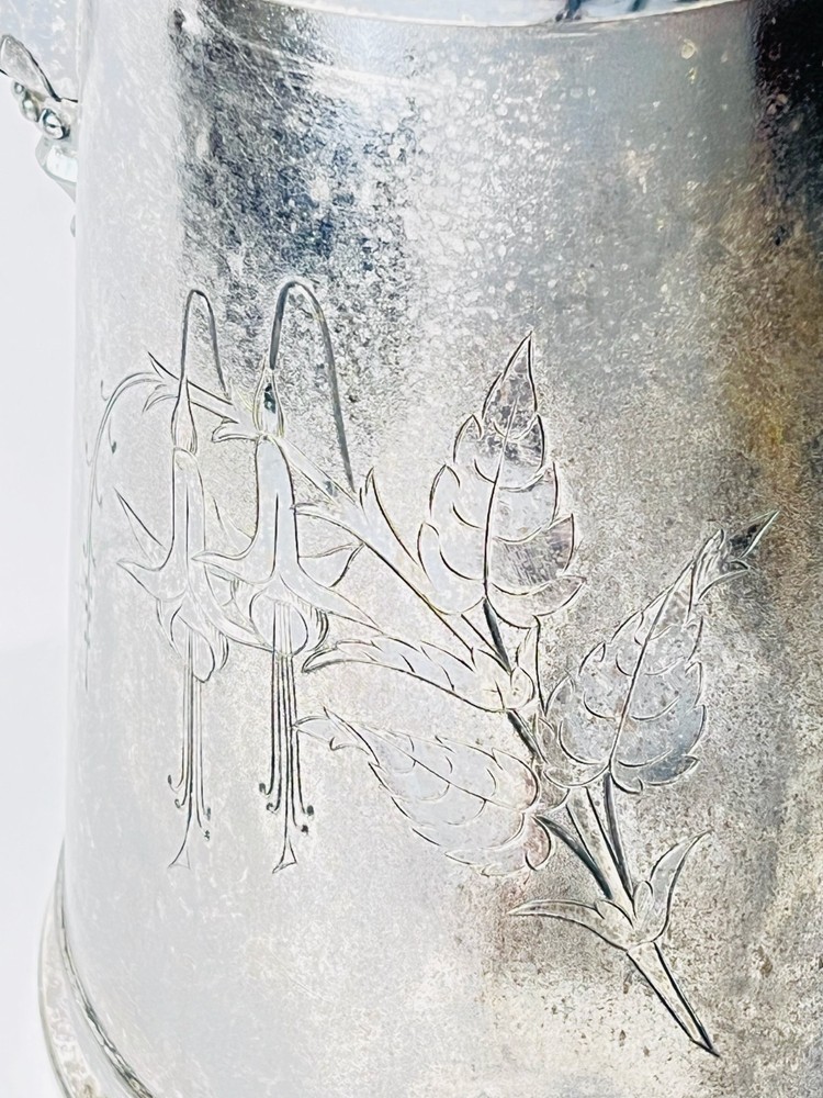 Antique Wilcox Silver Co. Ceramic Lined Silver Pitcher-Circa 1880