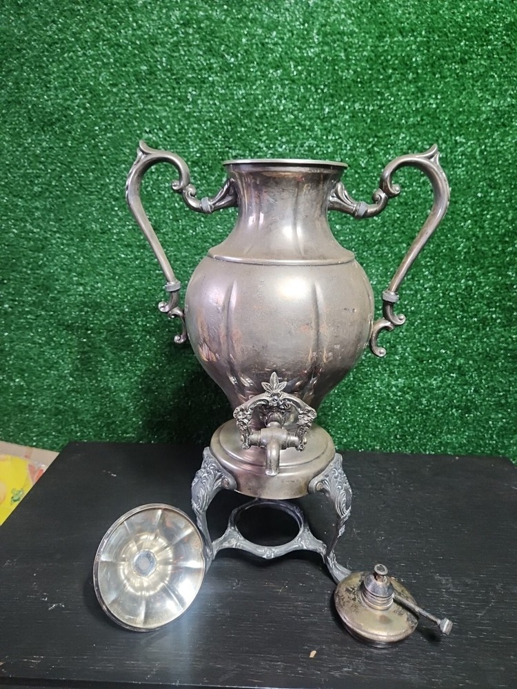 Vintage Beverage Dispenser W Burner Silver Over Copper - Sheridan Silver Company