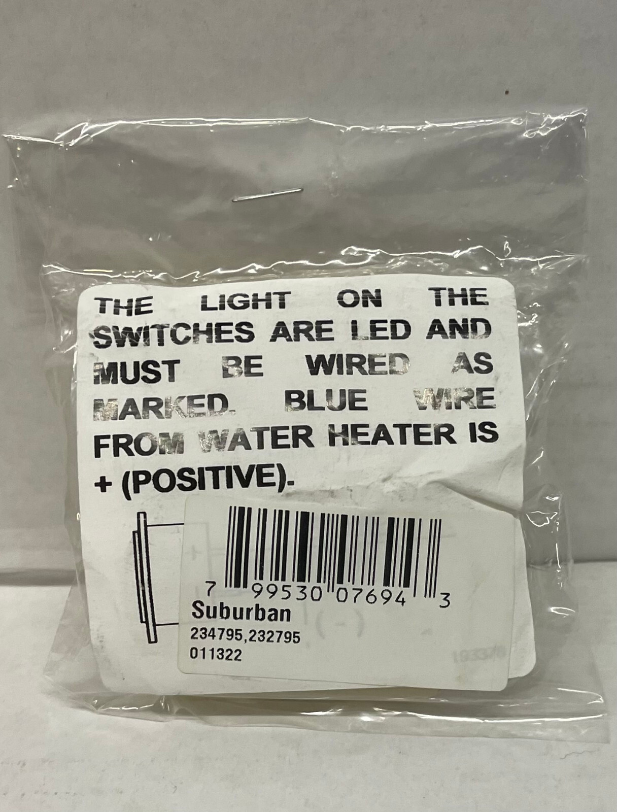 Suburban 232795 Switch/Lamp/Plate