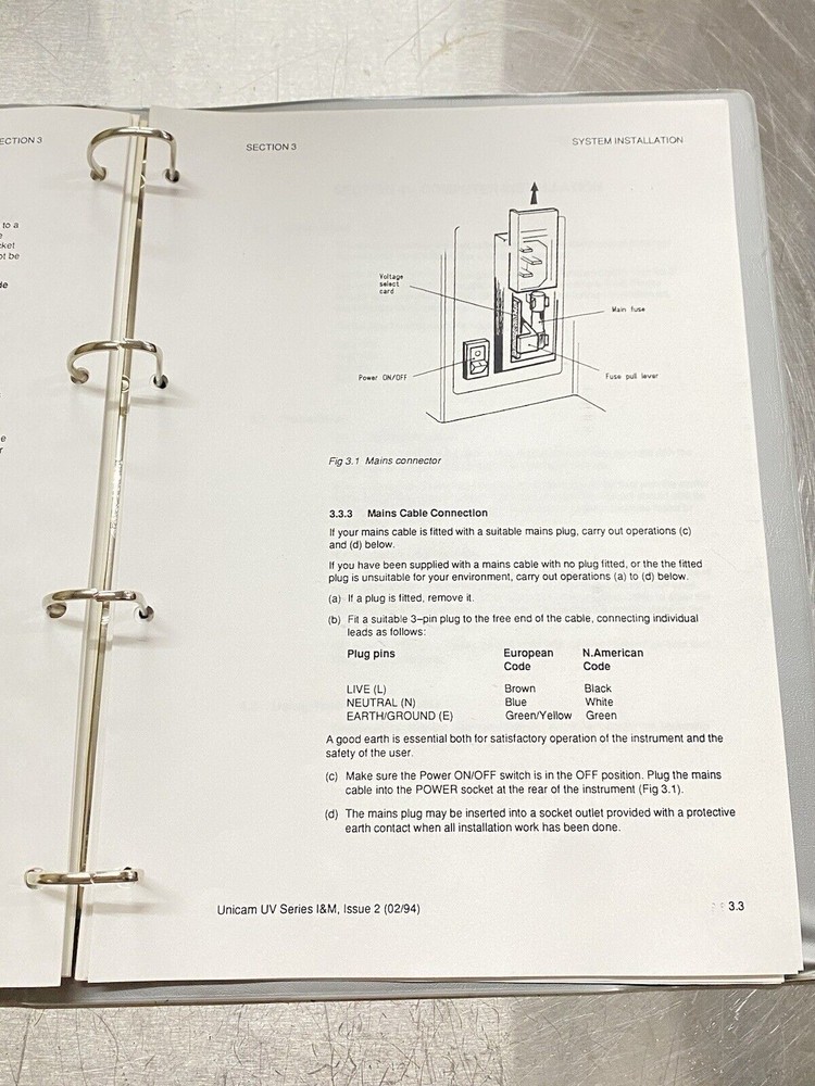 ATI Unicam UV Series Spectrometers - Users Guide / Instructions Manual