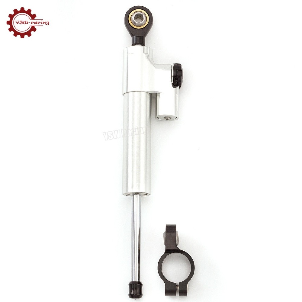 CNC Silver Steering Damper Motorcycle Stabilizer Linear Reversed Safe Control US