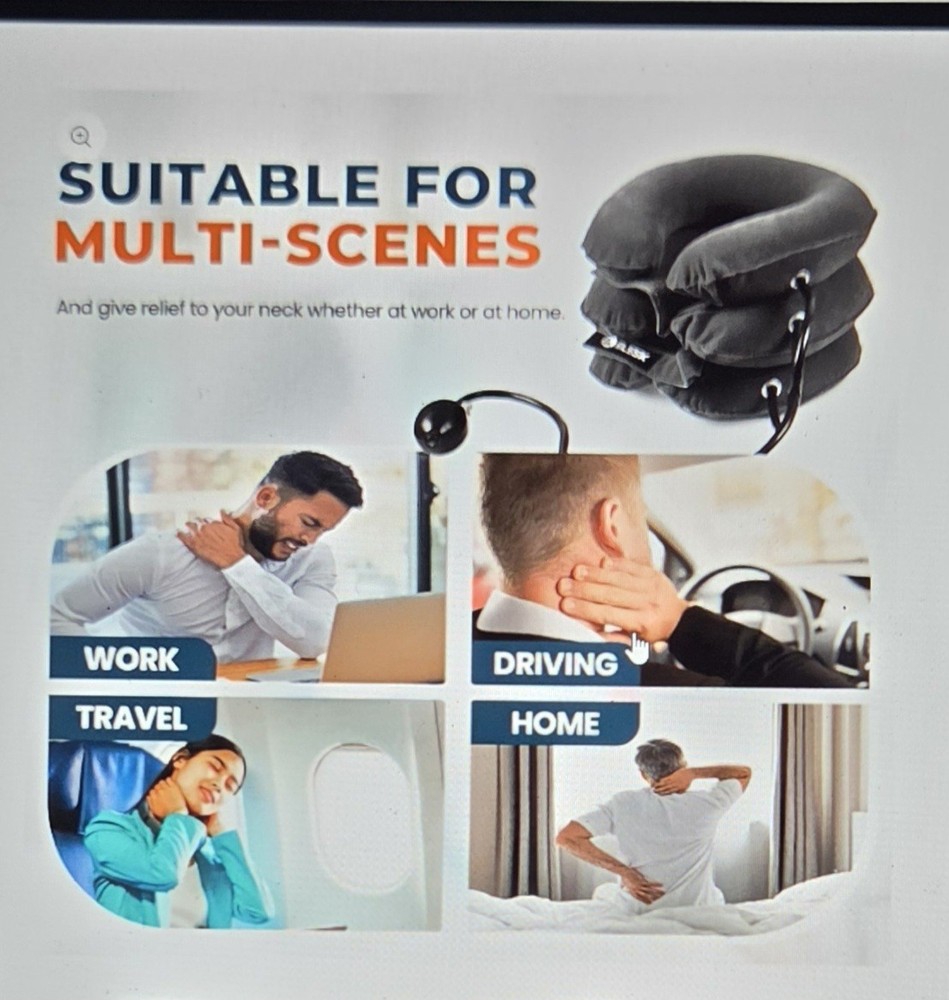 ELESIK Inflatable Cervical Neck Traction Device Orthopedic Support Gray
