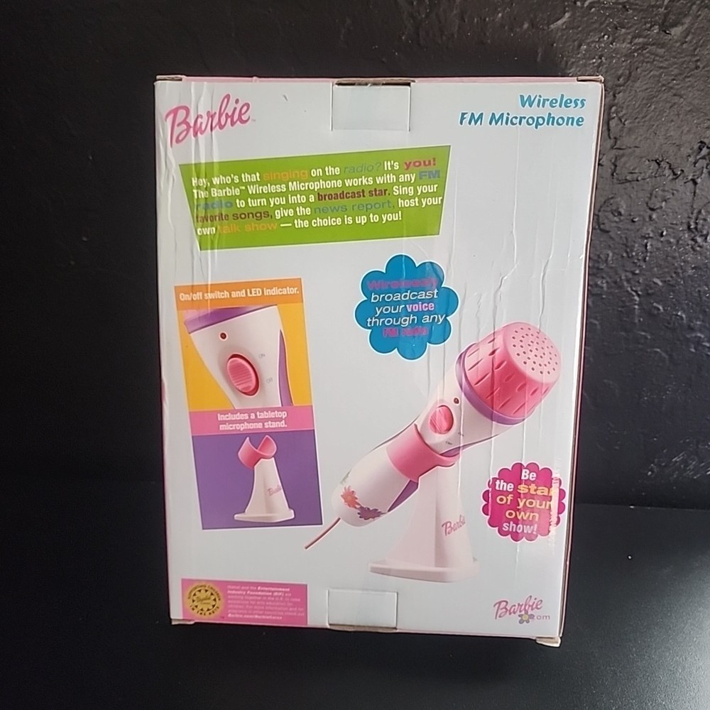 Barbie Wireless FM Microphone w Stand Handheld Unopened Damaged Box 2003