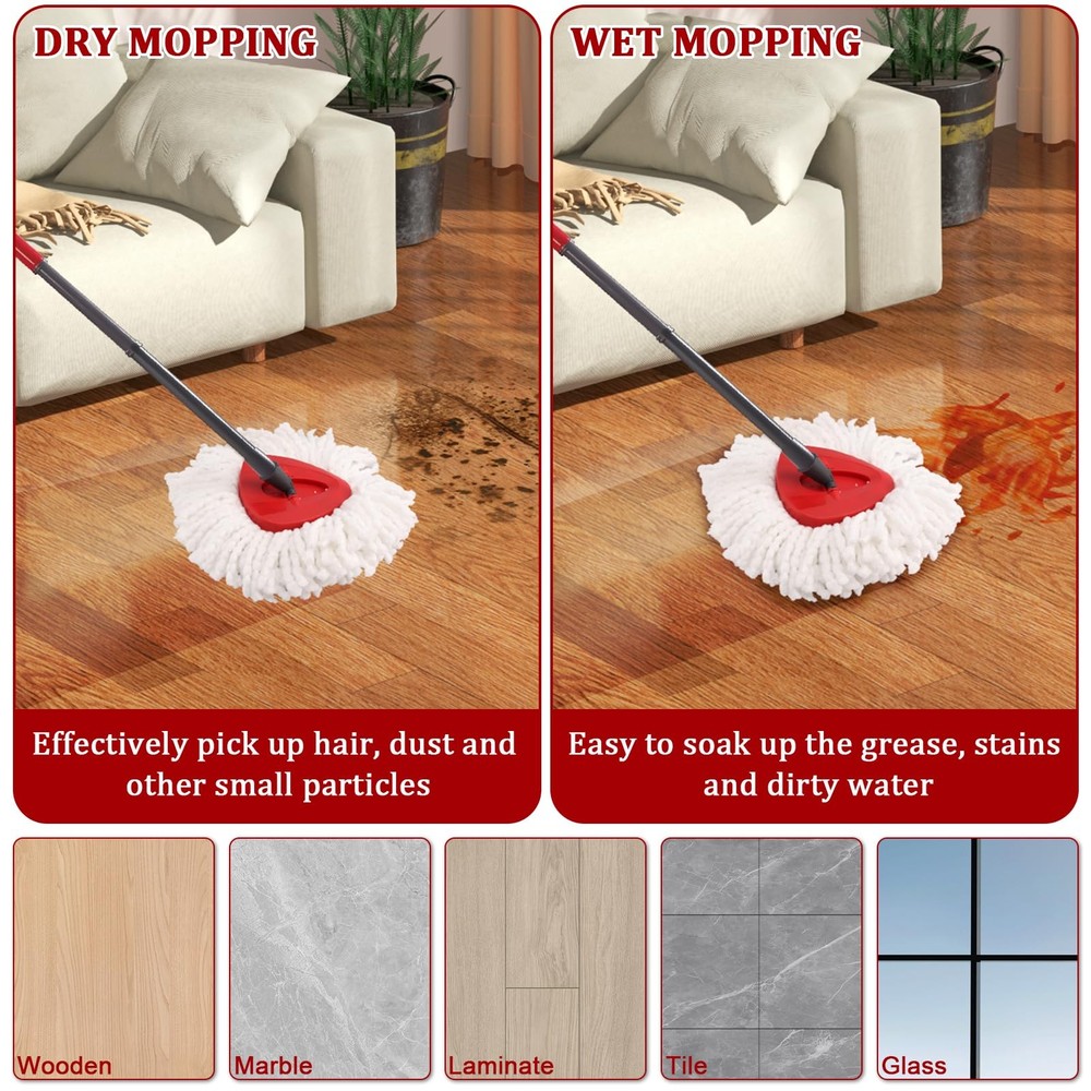 4 Pack Spin Mop Head for O-Ceda Easywring Spin Mop Heads Replacements Reusabl...