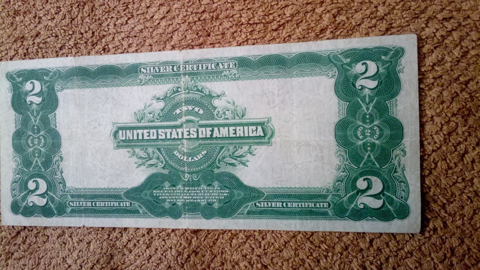 1899 $2 TWO DOLLAR SILVER CERTIFICATE NOTE (NICKNAME OF MINI PORTHOLE), VF+/VF++