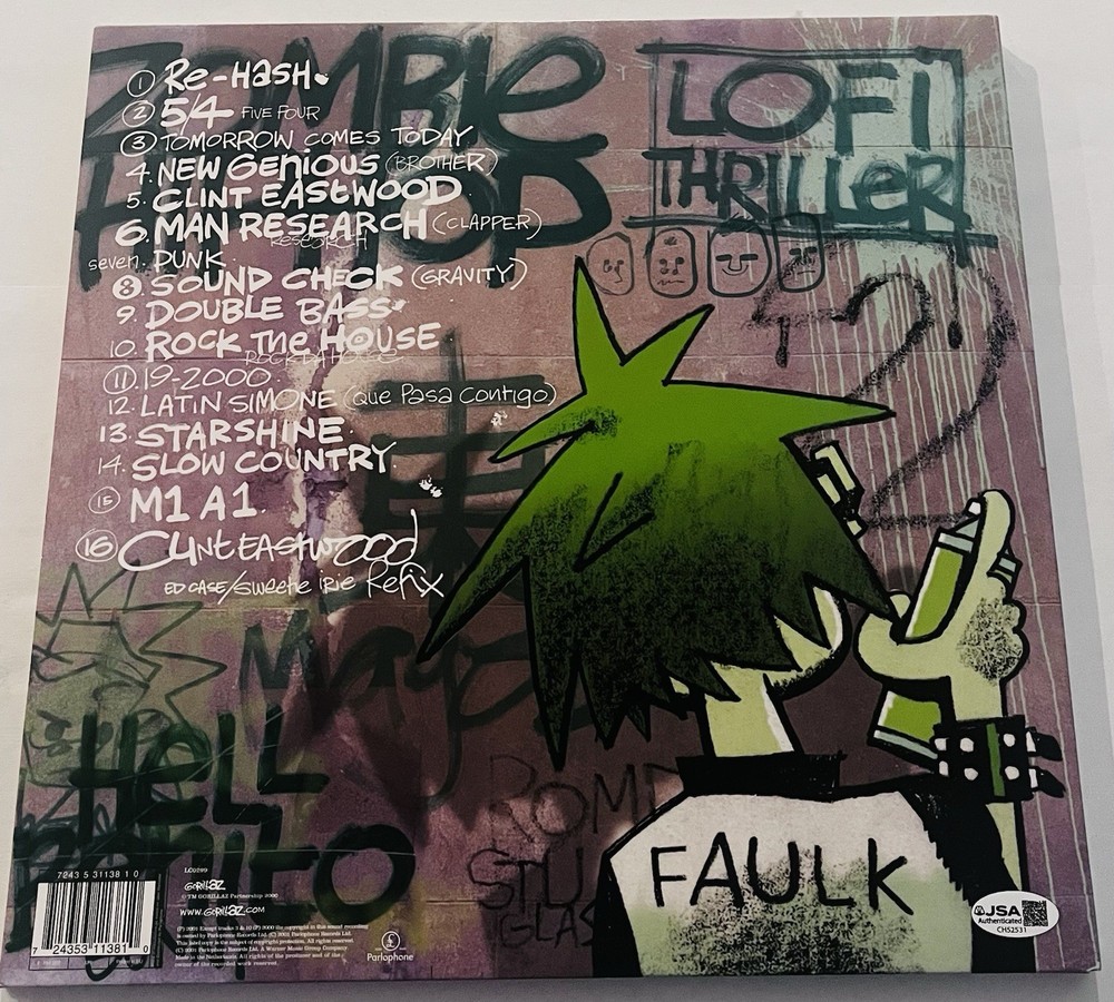 GORILLAZ SIGNED LP VINYL RECORD ALBUM DEL THE FUNKY HOMOSAPIEN DAN AUTOMATOR JSA