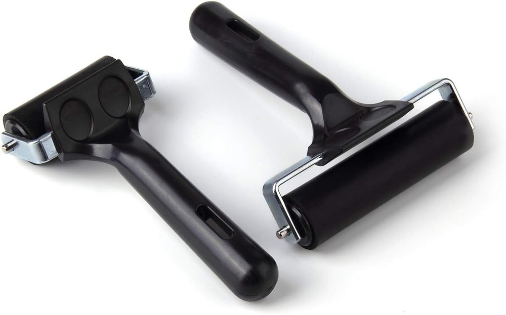 Hard Rubber Brayer Rollers for Printmaking - 4" & 2.2" Lightweight Set