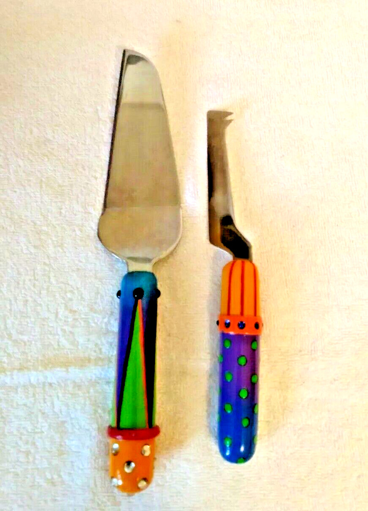 All U Can Handle Hand Painted Ceramic & Stainless Steel Server & Knife/Fork Set