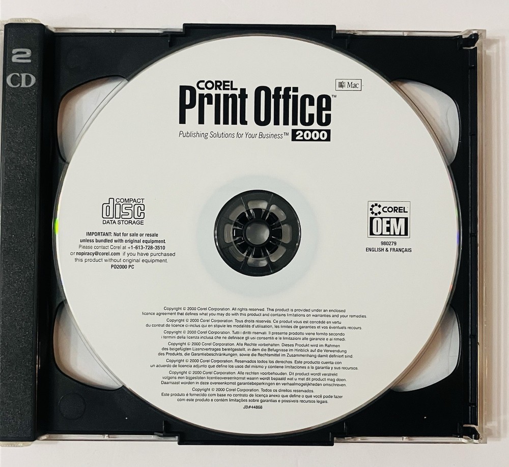 Corel Print Office 2000 OEM 2-Disc Set for Windows & Mac w/ Serial Card 2000