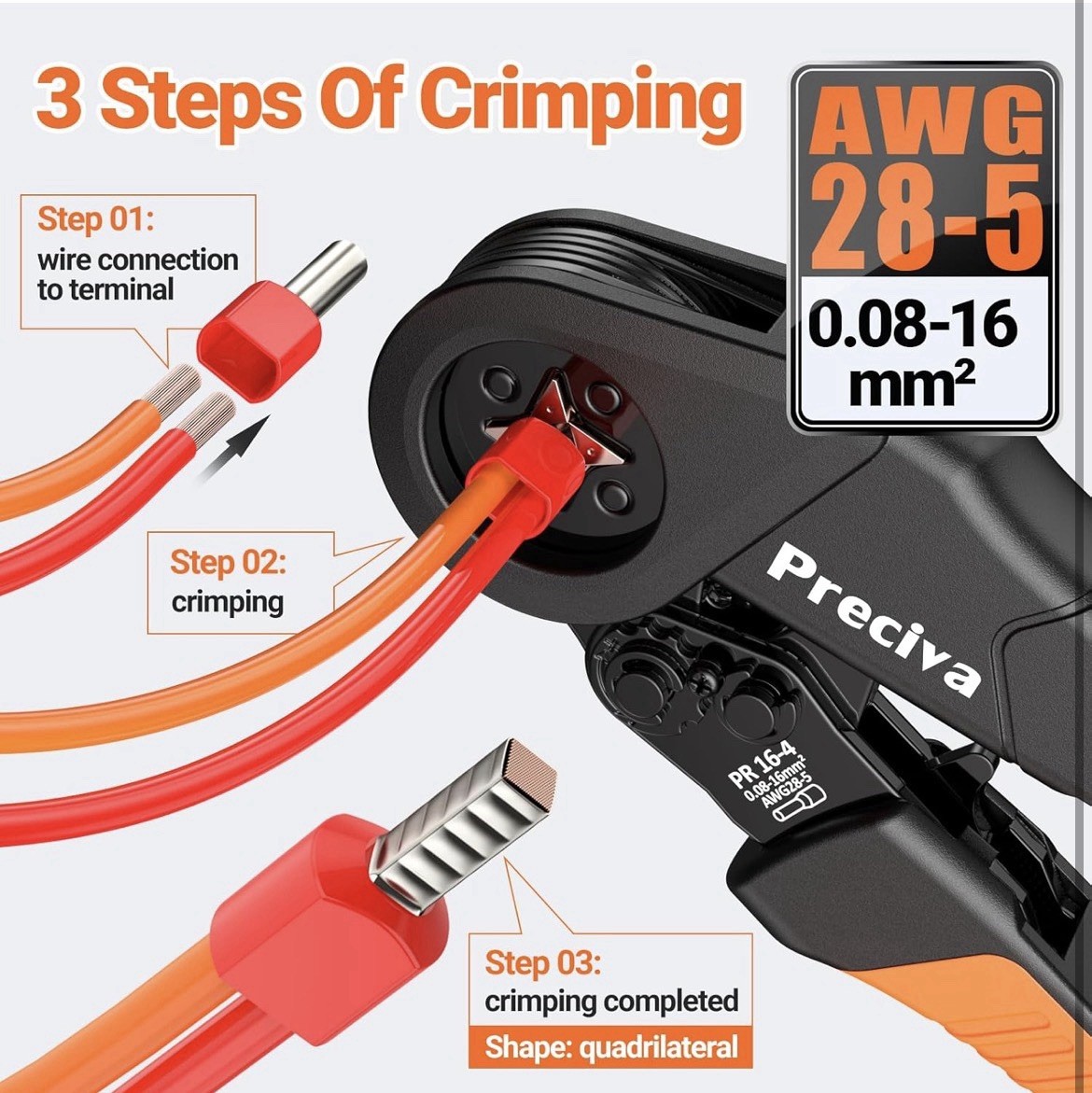 Ferrule Crimping Tool Kit, 1300 PCS Connectors, AWG 28-5 Ratchet Crimper