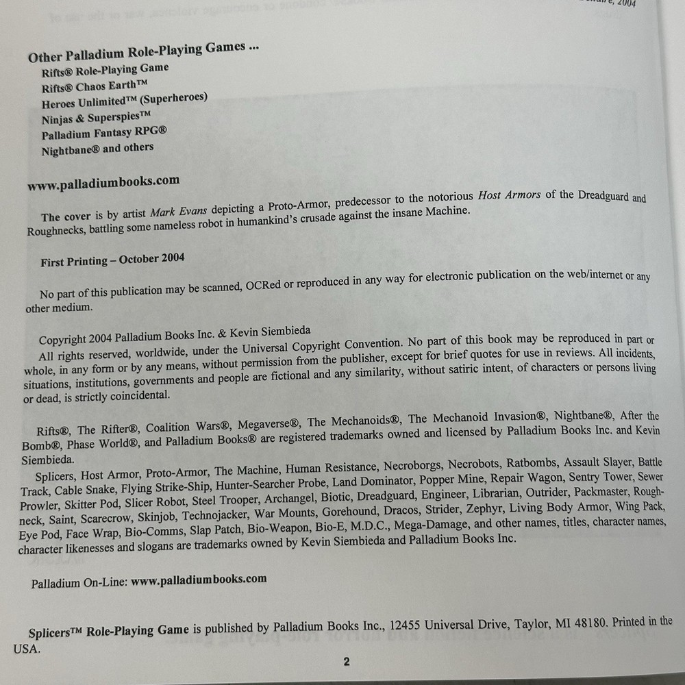 Palladium Splicers RPGNew