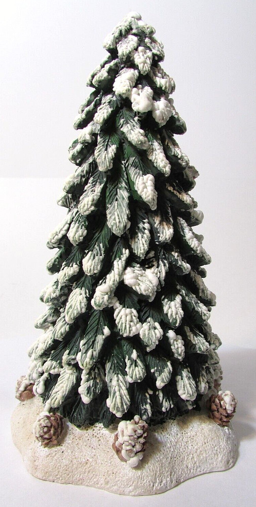 Snowy pine tree winter figurine 5+inches
