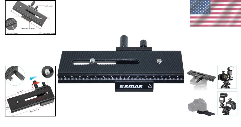 Two Way Macro Focus Rail Slider 16cm for Close Up Photography Adjustable Knobs