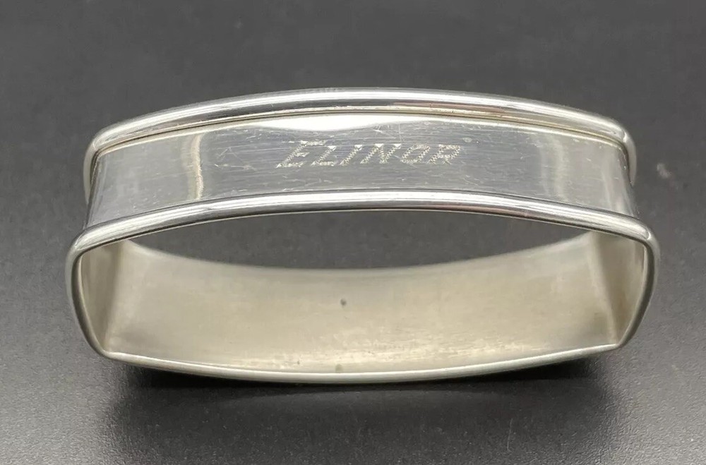 Sterling Silver Napkin Ring Engraved Name “ELINOR” Webster