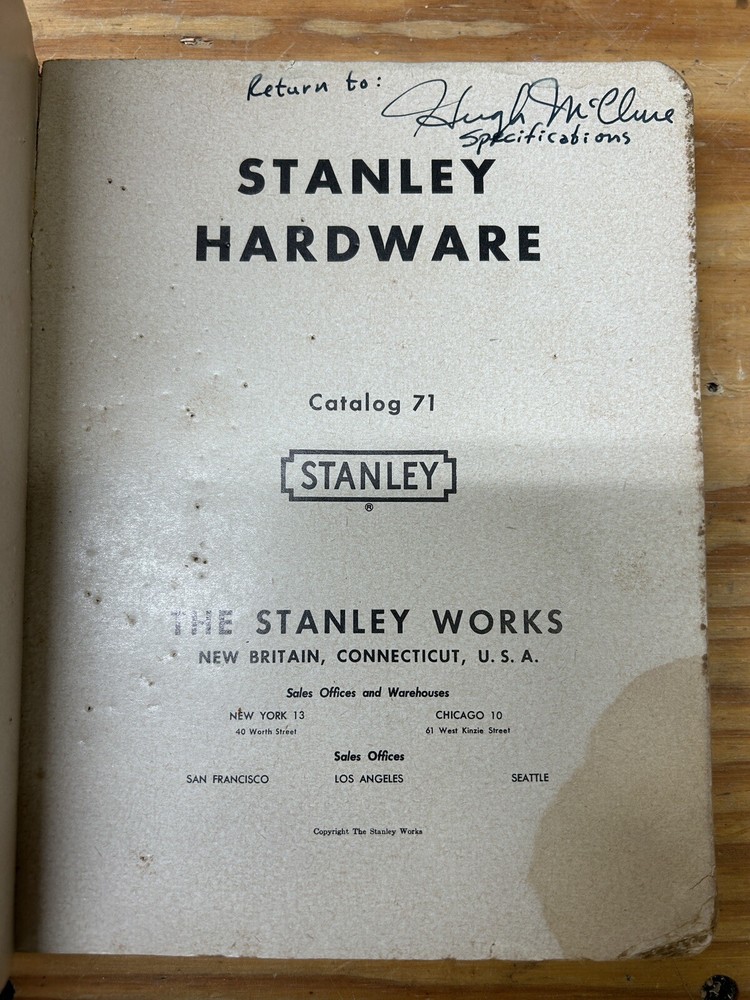 Stanley Hardware Catalog No 71