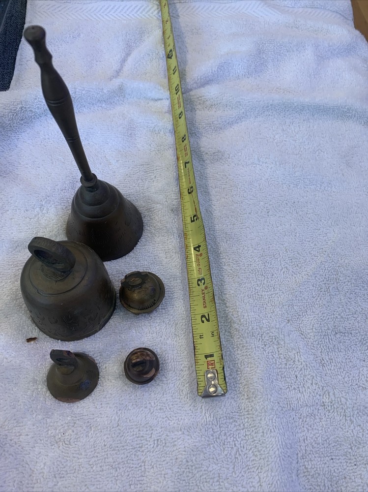 Vintage Solid Brass Hand Bells - Both Handle & Bell made of Brass
