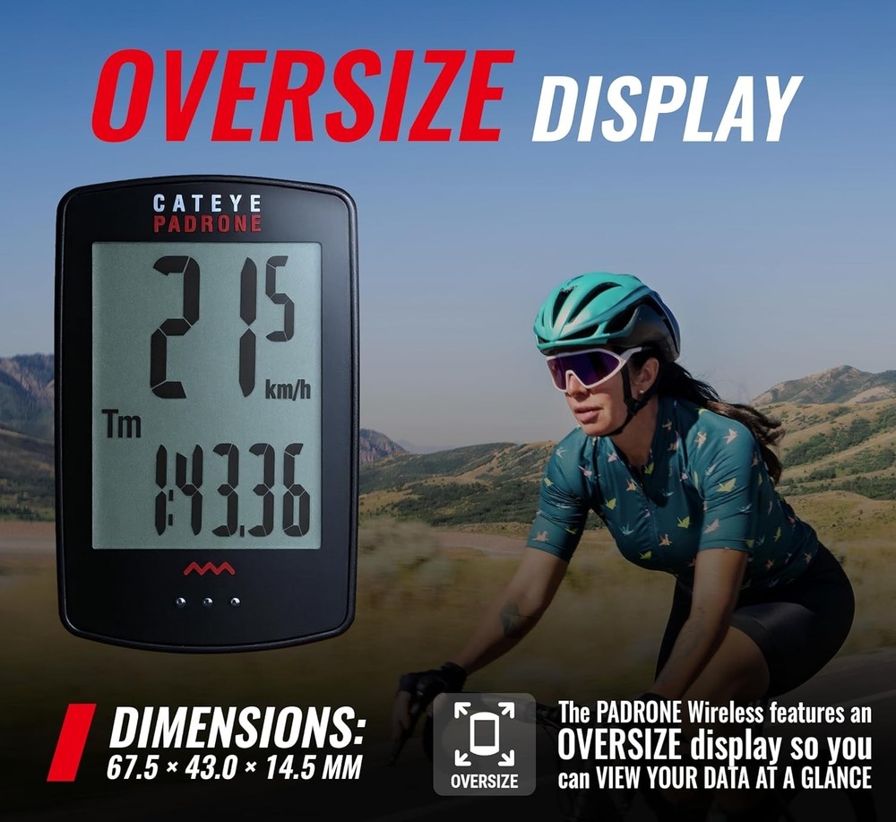 Padrone Wireless Bike Computer – Oversized Display