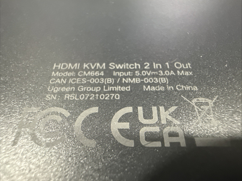 UGREEN HDIM KVM SWITCH 2-1 OUT Open Bx Amazon Return