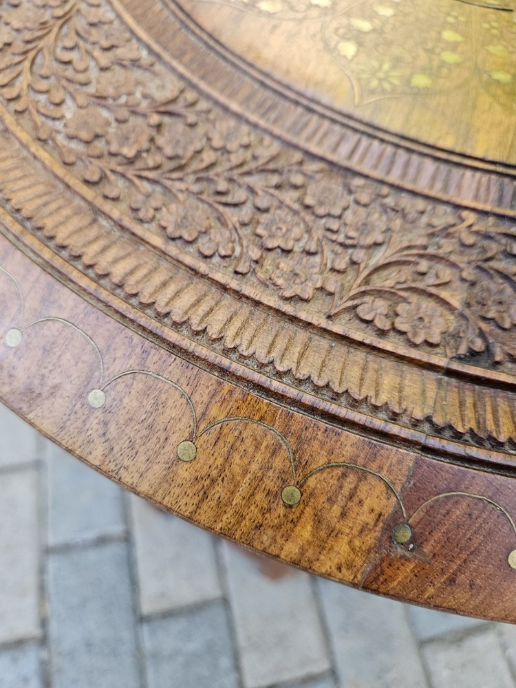 VTG Anglo Indian Octagonal Side Table 21" Tall