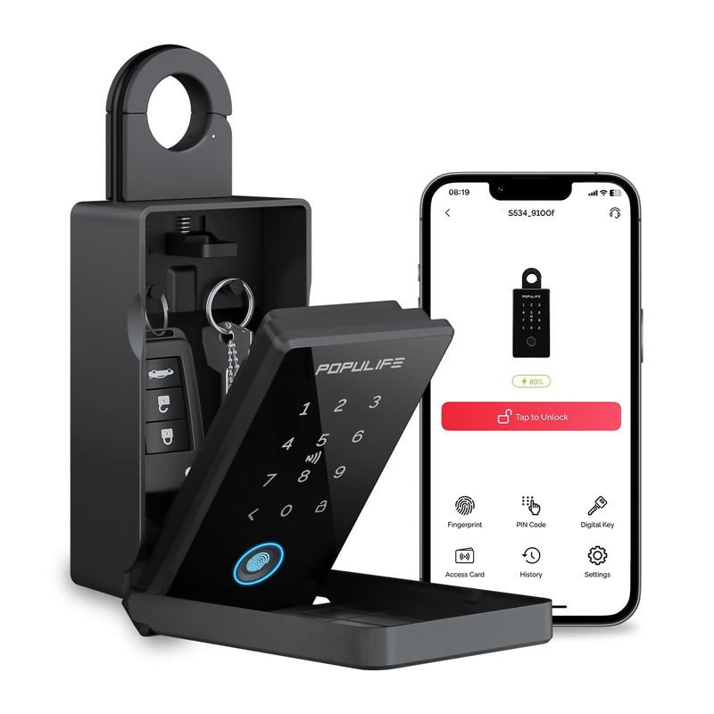 Populife Smart Fingerprint Lock For Keys Code Wireless Remote Access Key Lock