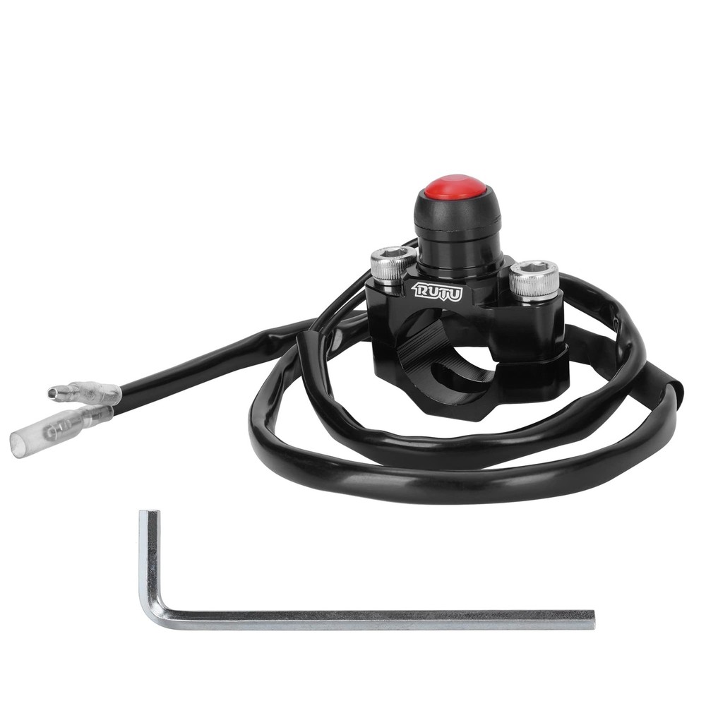 RUTU CNC Universal Motorcycle Engine Stop Start Kill Switch Button with Black