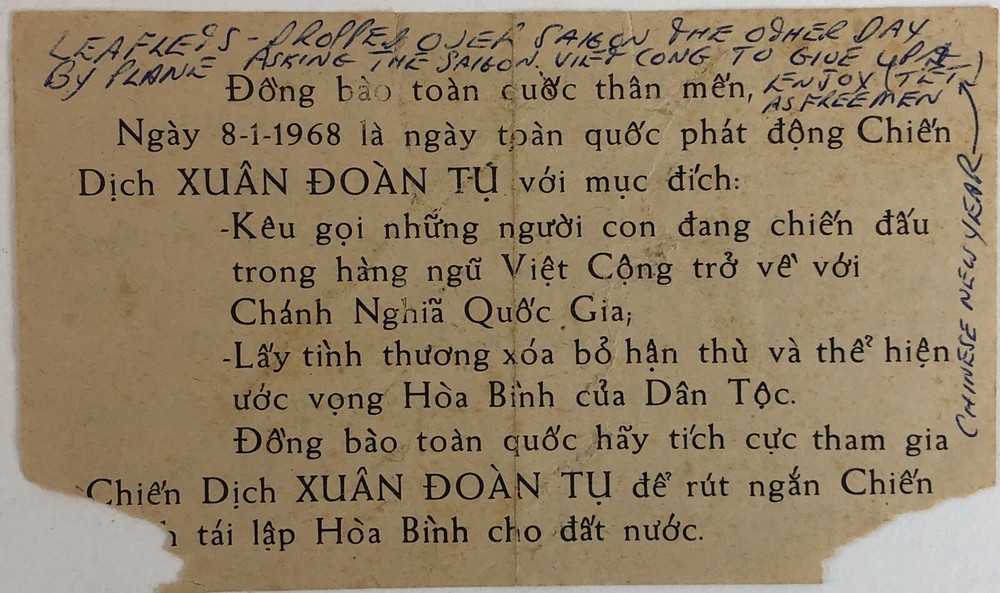 AUTHENTIC VIETNAM PROPAGANDA LEAFLETS 1968 SAIGON TET OFFENSIVE