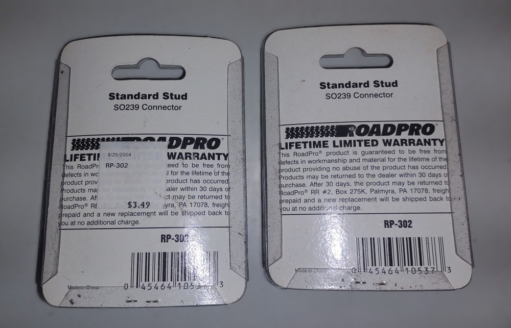 Road Pro Standard Stud RP-302, SO239, Connector Pair