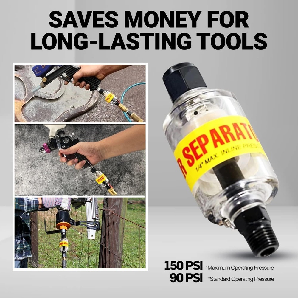 Compact Air Tool Moisture Protector with Push Button Eject - 1/4" NPT Design