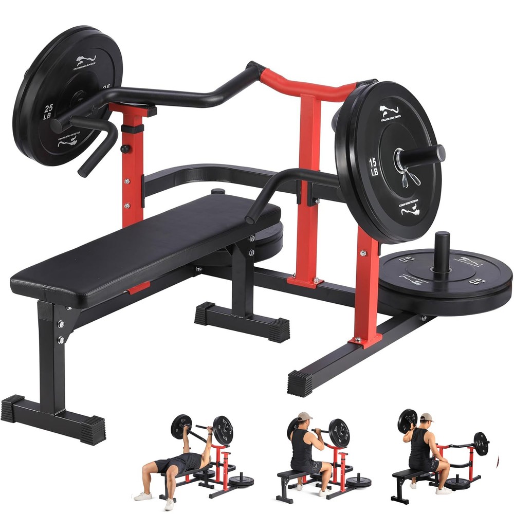Chest Press Machine with Adjustable Flat Bench & Smooth Bearings,Workout Machine