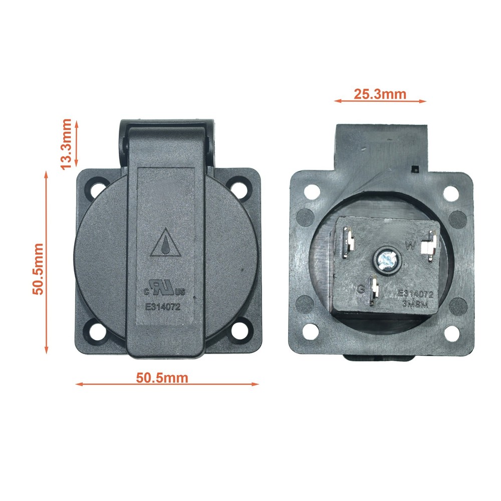 2pcs 15A 125V Electrical Power Socket Outlet Waterproof Industrial Panel Mount