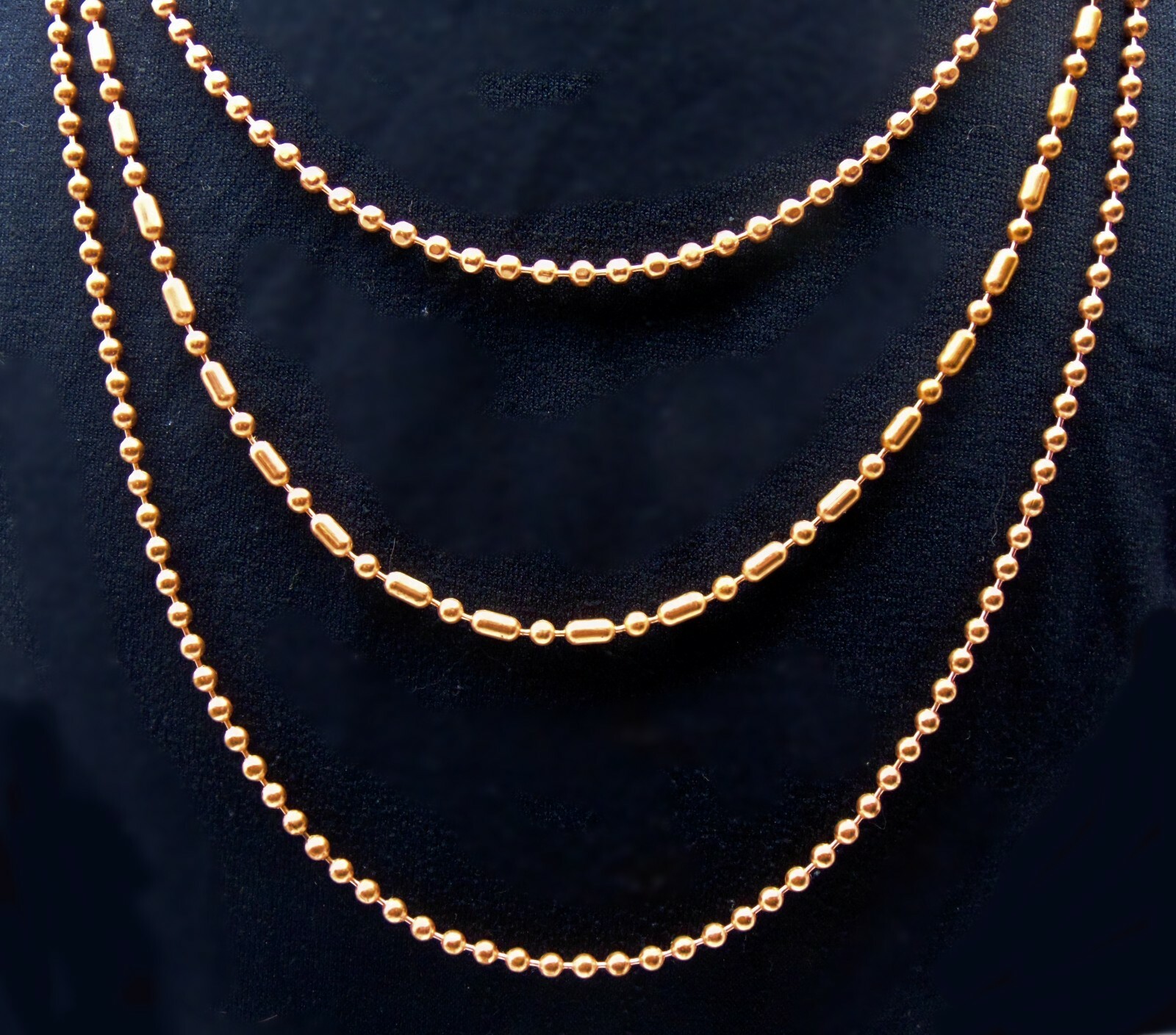 3 Solid COPPER Ball CHAIN 24" Necklaces~3 Styles Chain: Round, Faceted, Ball-Bar