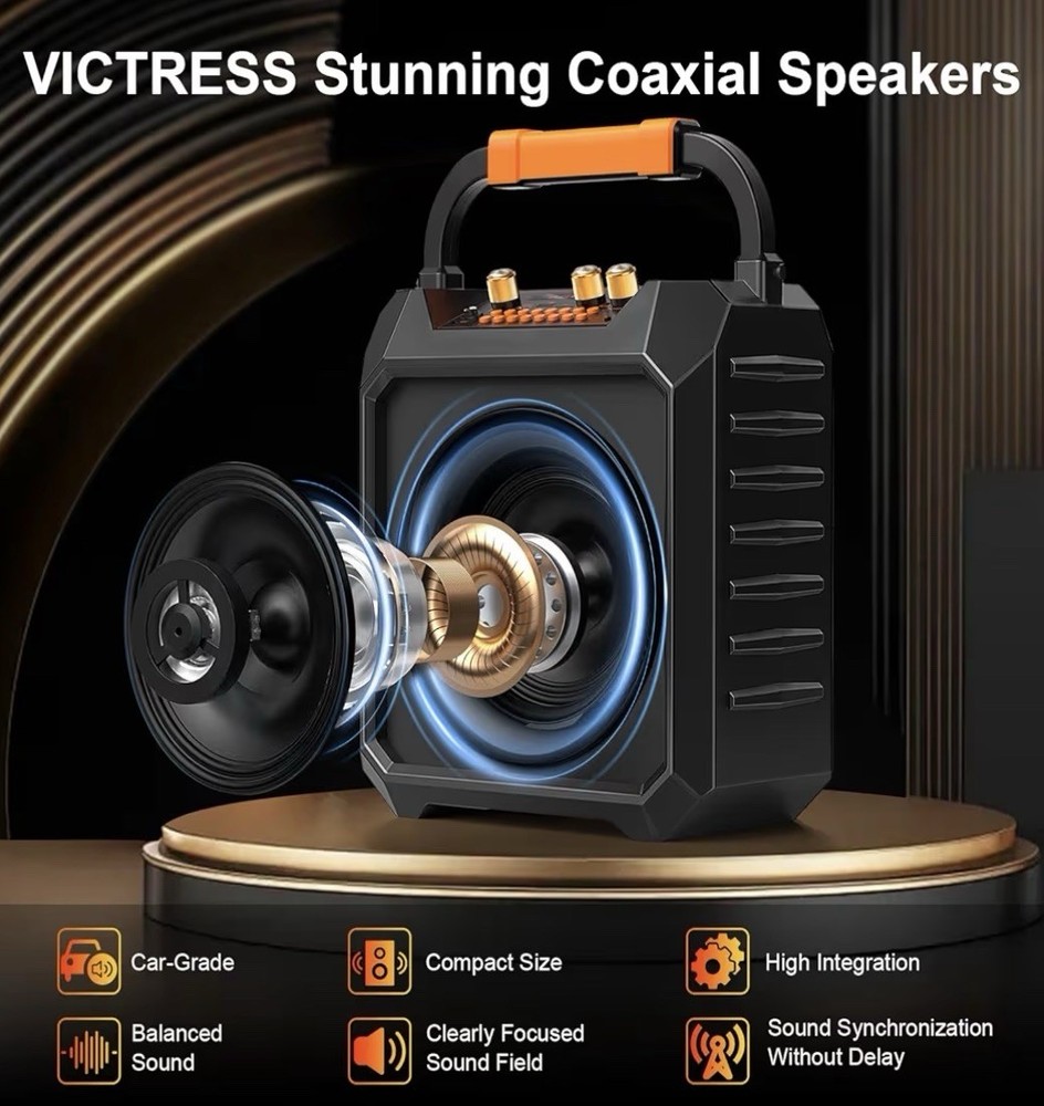 Portable Karaoke Machine with 2 Wireless Microphones