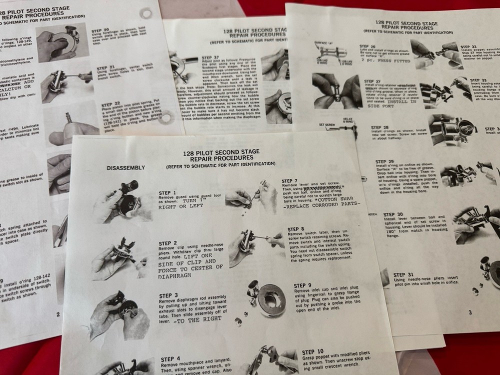 SCUBAPRO REGULATOR PILOT SECOND STAGE REPAIR PROCEDURES SCHEMATIC PLUS ARTICLES