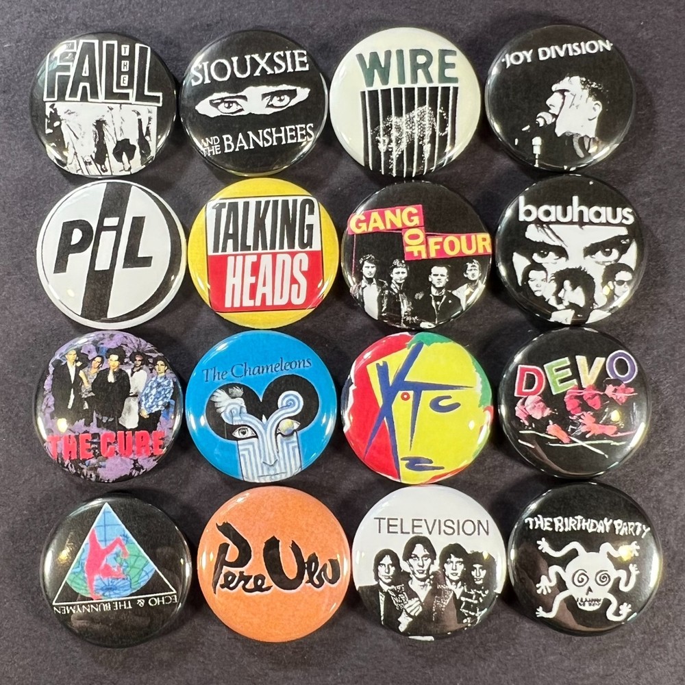 Post Punk Bands 1" Pinback Button Set (Includes all 16 pins) Rock N Roll Heavy